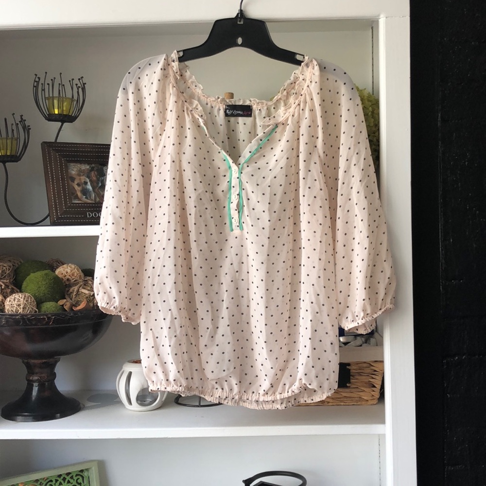 Sheer cream polka dot top